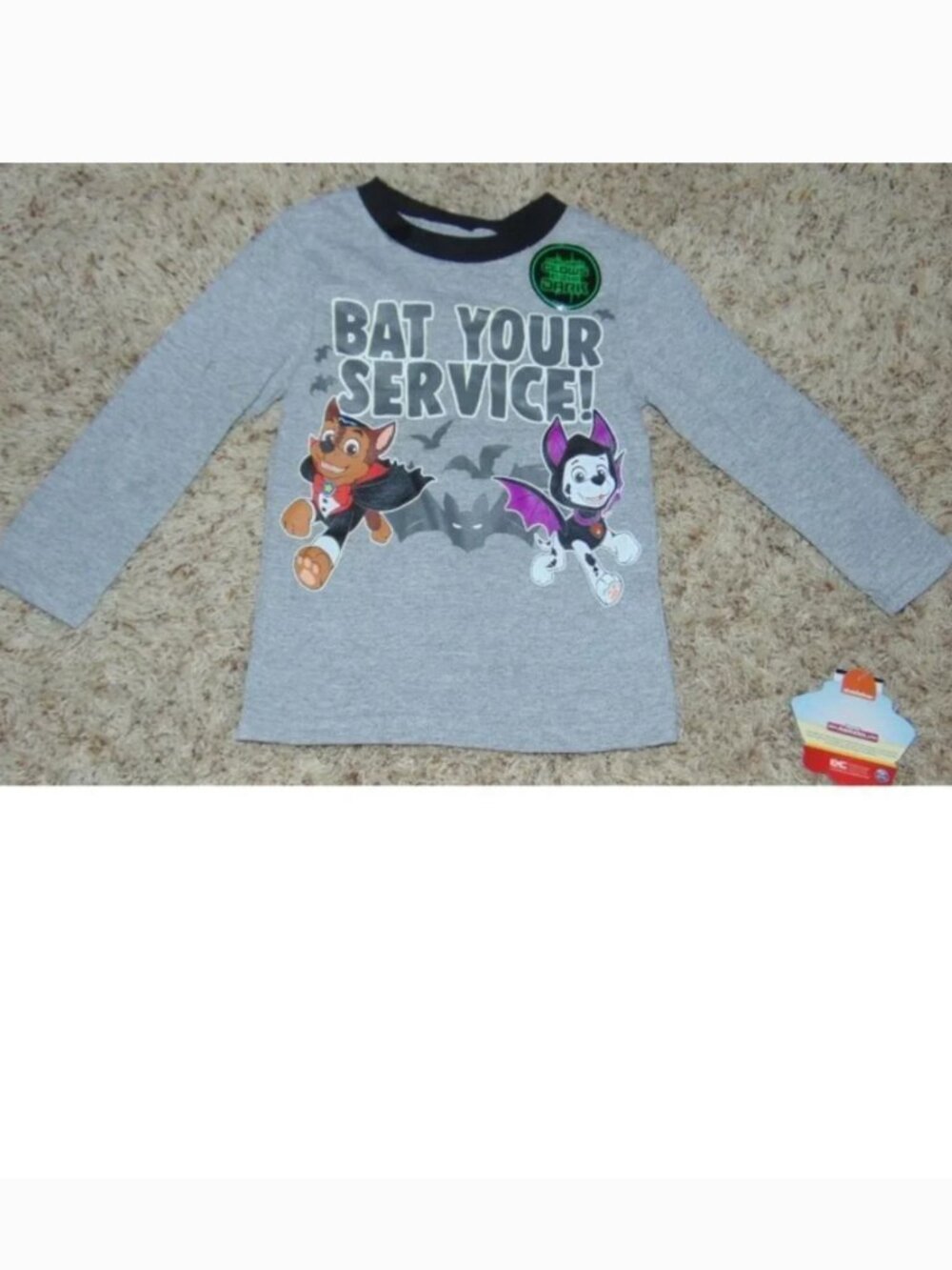 Paw Patrol Halloween Shirt 2T Glow In The Dark Long Sleeve Crew Tee Toddler Boys